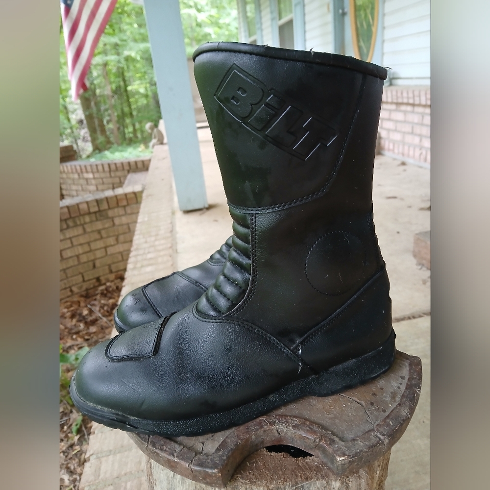 BILT.Men's Black Motorcycle Boots. 27‎ Cm From Heel To Toe